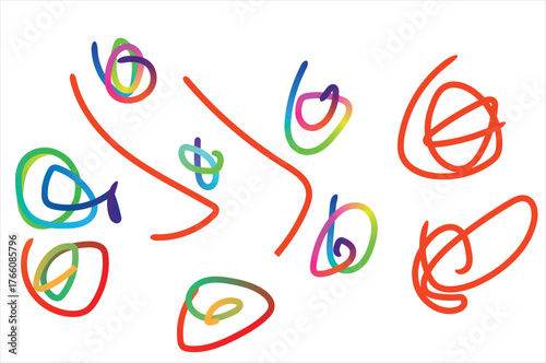 Vibrant dynamic abstract freehand colorful squiggles energetic scribbles movement spontaneity creativity vector