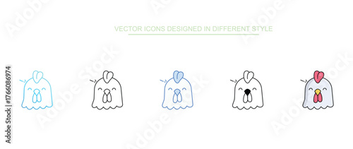 Chicken Face icon design with white background stock illustration