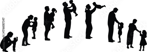 Father daughter silhouette, family bond, parent child relationship, growing up stages, love, parenting journey, childhood memories, emotional connection, life cycle