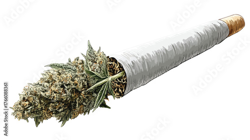 Cannabis Handrolled Cigarette Vector Object Isolated