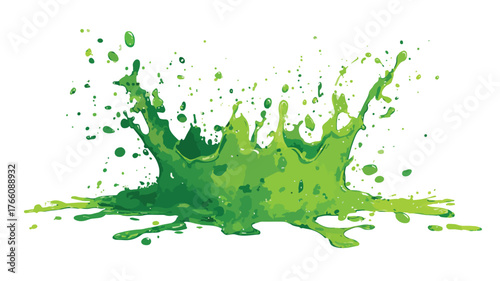 Vibrant Green Paint Splash Icon on White Background Vector
