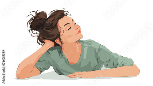 Lazy Girl Relaxing Vector Illustration on White Background