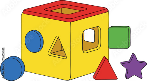 Shape Sorter Toy Educational Cube with Colorful Geometric Forms