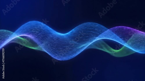 Abstract Blue and Purple Waveform Visualization on Dark Background.
