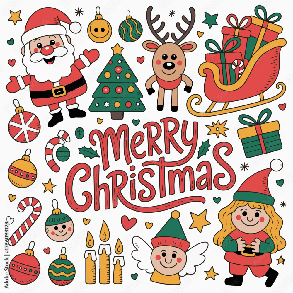 Fototapeta premium Cristmas day doodle 3