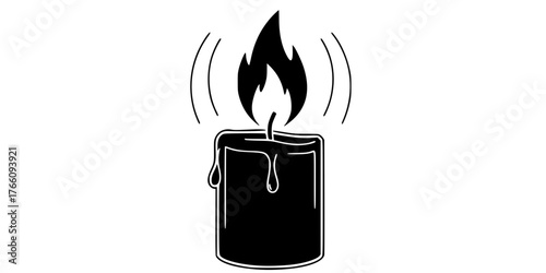 Warm Candle Flickering Flame Outline Flat Vector Icon