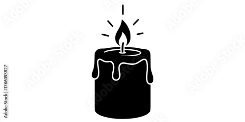 Warm Candle Flickering Flame Outline Flat Vector Icon