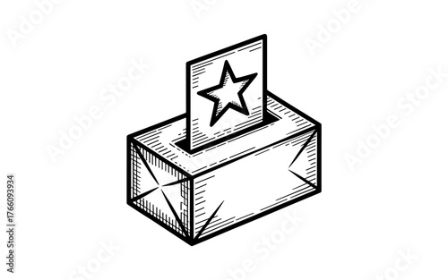 a ballot box with a paper showing a star symbol, representing election, voting, and democratic choice.