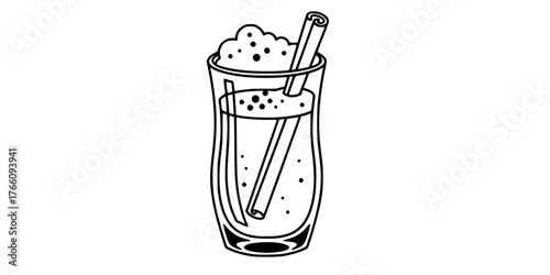 Festive Eggnog Drink with Nutmeg Flat Vector Icon