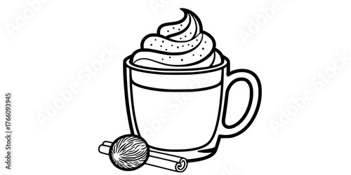 Festive Eggnog Drink with Nutmeg Flat Vector Icon