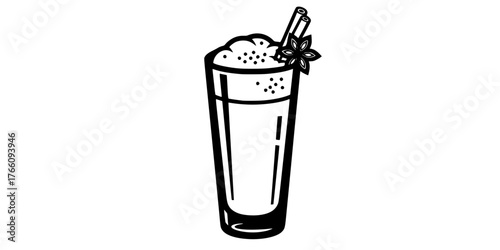 Festive Eggnog Drink with Nutmeg Flat Vector Icon