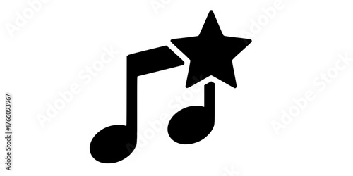Christmas Carols Music Note with Star Flat Vector Icon