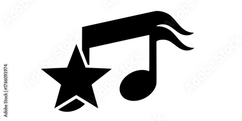 Christmas Carols Music Note with Star Flat Vector Icon
