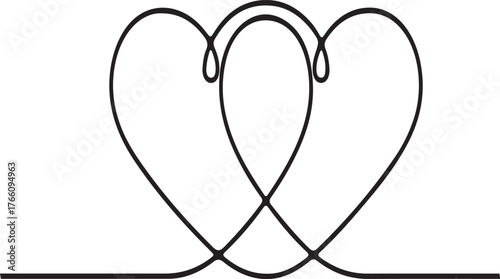 Minimalist Outline of Two Intertwined Hearts with a Connecting Line love romance