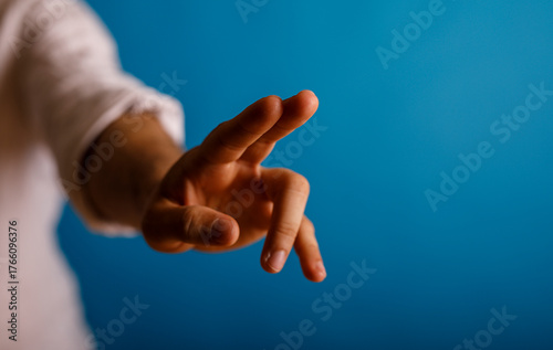 Close up shot of a hand ges...
