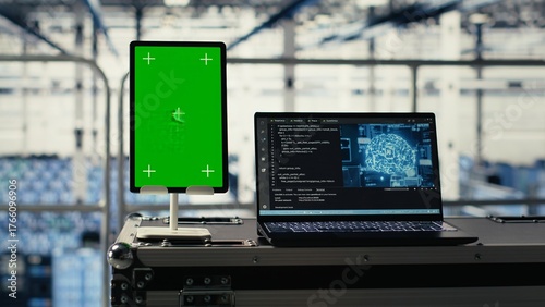 Tableau sur toile Isolated screen tablet in data center training infrastructure for AI technology workloads