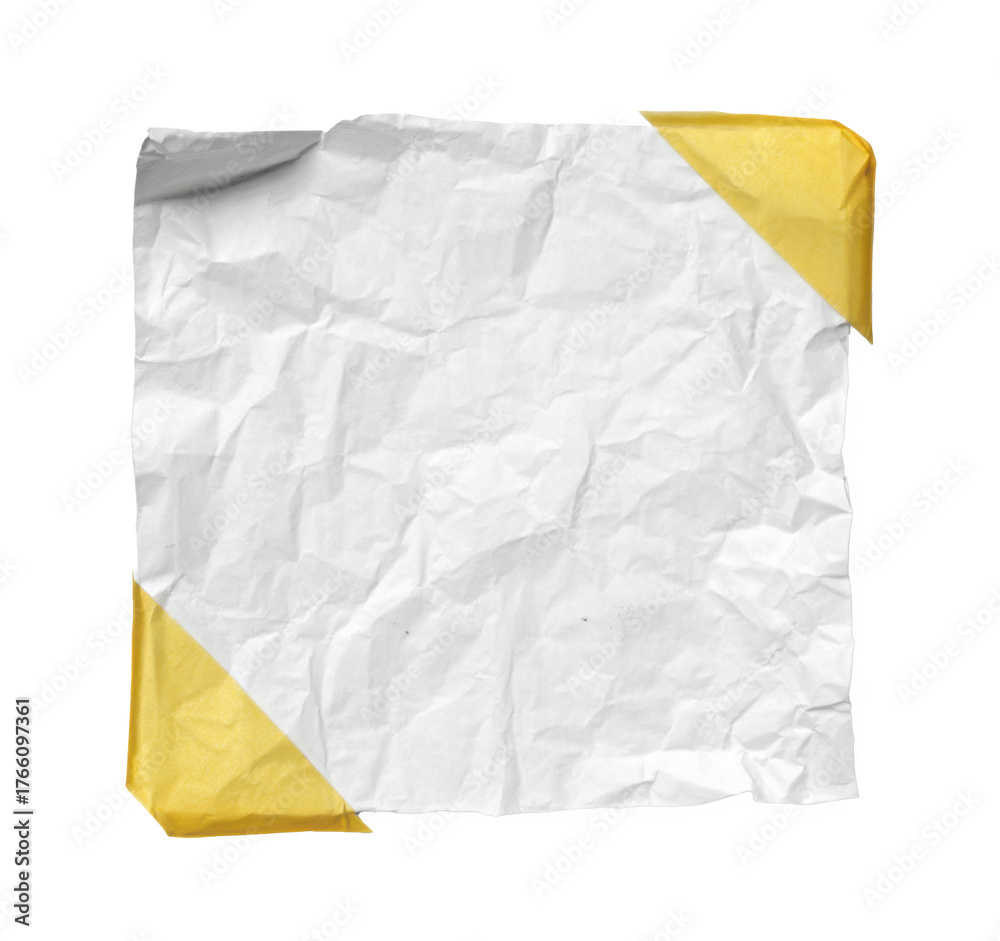 Obraz premium Piece of white torn edges paper ripped. White notepaper journal sticker. Real wrinkled notepad isolated 