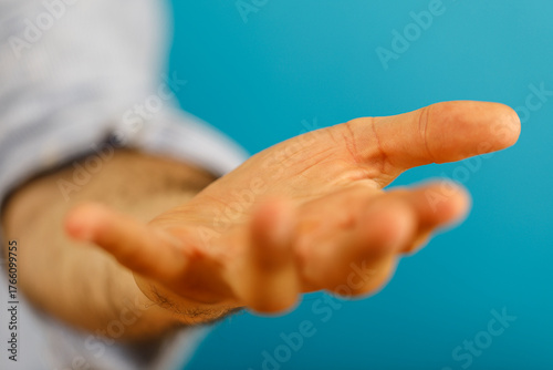 A close-up shot of a human ...