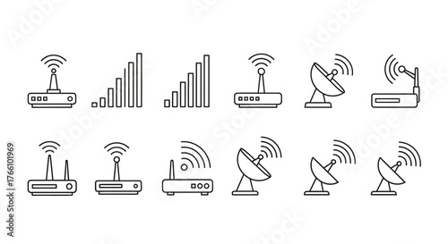 Wireless communication devices and signal strength indicators in a row.