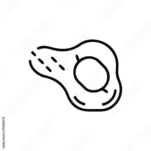 Simple outline icon of a fried egg with yolk and white on a white background breakfast