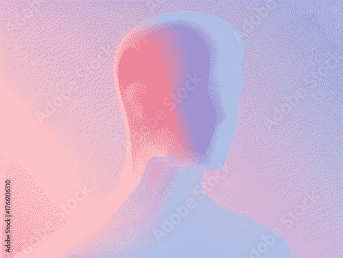 Abstract human silhouette with soft pastel colors and dreamy gradient.