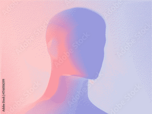 Abstract human silhouette in soft gradient hues emphasizing minimalism and futuristic aesthetics