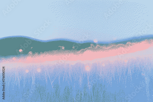 Abstract landscape with soft pastel colors and dreamy haze