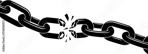Broken chain silhouette. This image shows a black broken chain silhouette, symbolizing freedom and separation. Vector clipart illustration design.
