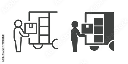 Loading Cargo Icon. Line and glyph solid icon