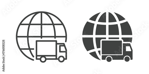 Global Logistic Icon. Line and glyph solid icon