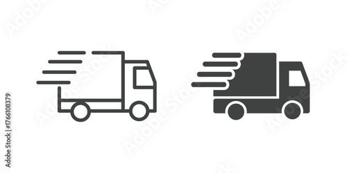 Cargo Truck Icon. Line and glyph solid icon
