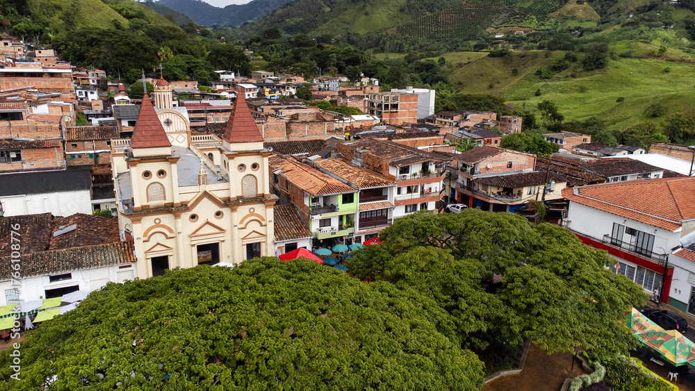 Obraz premium Hispania, Antioquia - Colombia. October 8, 2025. Our Lady of Mercy Parish, Catholic Church