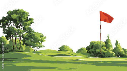 golf course with flag 