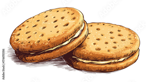 Tasty Double Cookie Vector Illustration for Breakfast Inspiration