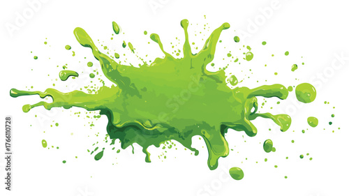 Vibrant Green Paint Splash Icon on White Background Vector