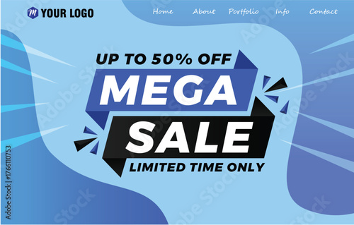 MEGA SALE 50 PERCENT OFF BANNER