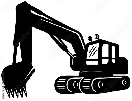  Black and white excavator vector
