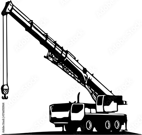 construction crane and truck vector