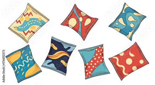 Abstract Geometric Patterned Packets Graphic Design in White Background