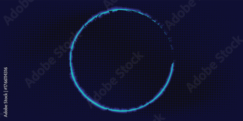 Halftone dots and grunge circles texture isolated on blue background. Dotted spray texture. Vector abstract design elements, spiral circles, sound waves, circle vector dots.