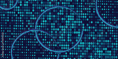 Halftone dots and grunge circles texture isolated on blue background. Dotted spray texture. Vector abstract design elements, spiral circles, sound waves, circle vector dots.