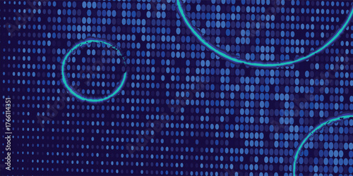 Halftone dots and grunge circles texture isolated on blue background. Dotted spray texture. Vector abstract design elements, spiral circles, sound waves, circle vector dots.