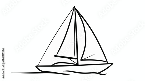 Simple line drawing of a sailboat on water