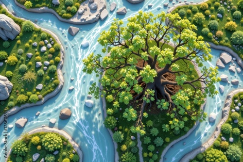 Scenic Winding River with Lush Greenery