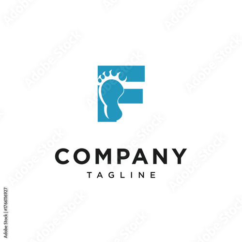Letter F Foot Logo Icon Vector
