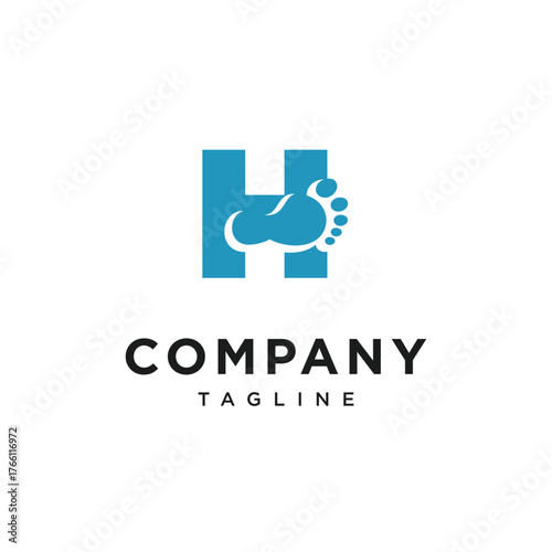 Letter H Foot Logo Icon Vector