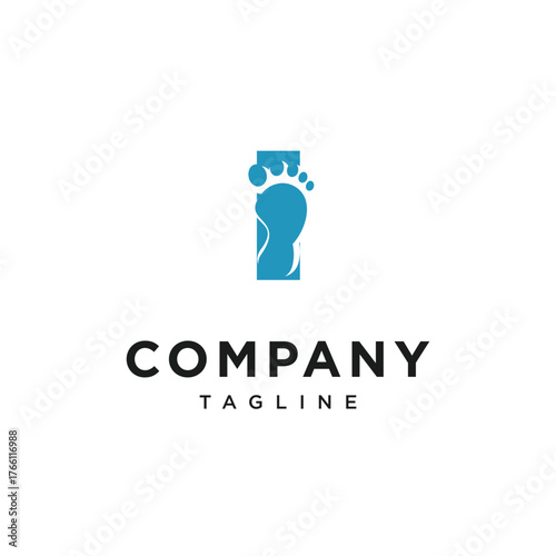 Letter I Foot Logo Icon Vector