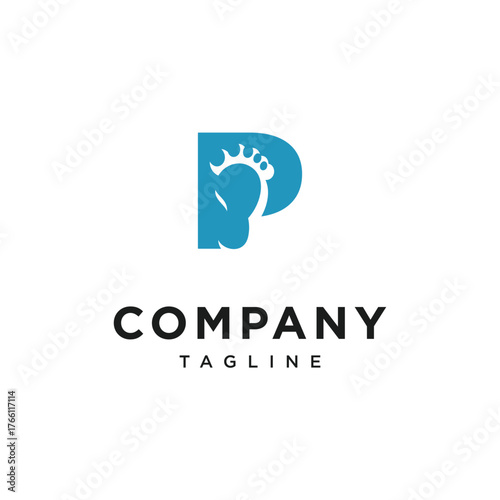 Letter P Foot Logo Icon Vector