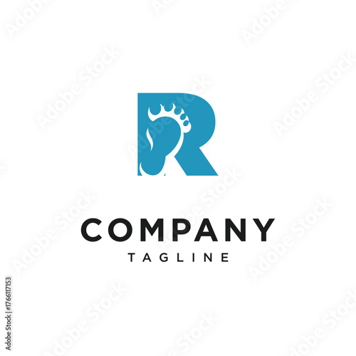 Letter R Foot Logo Icon Vector