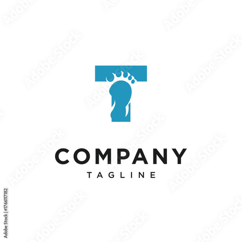Letter T Foot Logo Icon Vector